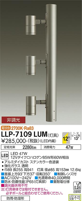 大光電機 LLP-7168WU 屋外灯 ポールライト 灯具本体のみ 畳数設定無し LED≪即日発送対応可能 在庫確認必要≫ 通販 