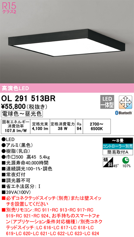 OL291513BR　Ｈ区分 オーデリック照明器具 シーリングライト リモコン別売 LED （ODELIC）